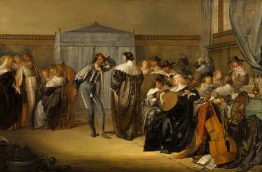 Glædelig selskab med maskerede dansere, 1636